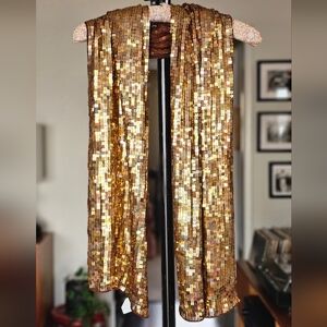 Bebe Gold Irridescent Sequin Silk Scarf
